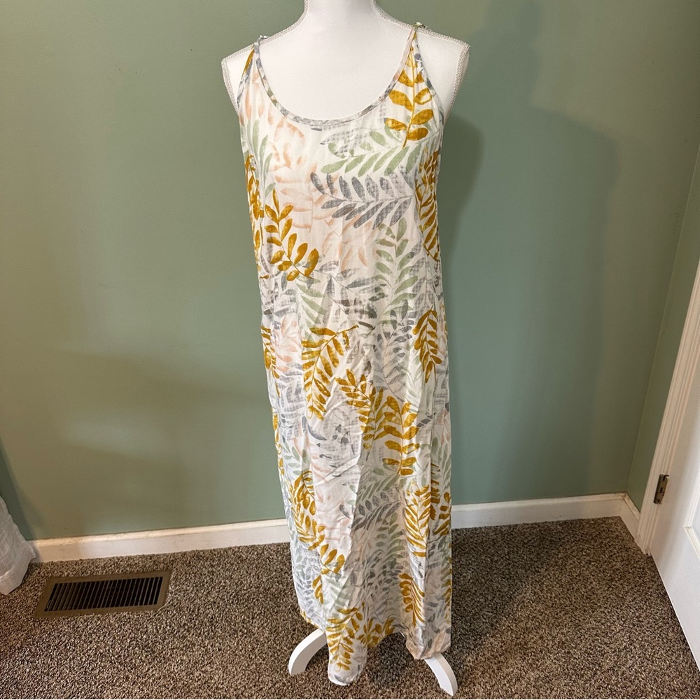 World Market Watercolor Leaf Celeste Chemise Dress L/Xl